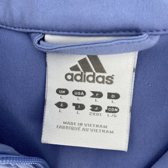 VTG Adidas Women's Jacket Sz L Periwinkle Blue 3 Stripe Full Zip Vented Y2K - Picture 2 of 11